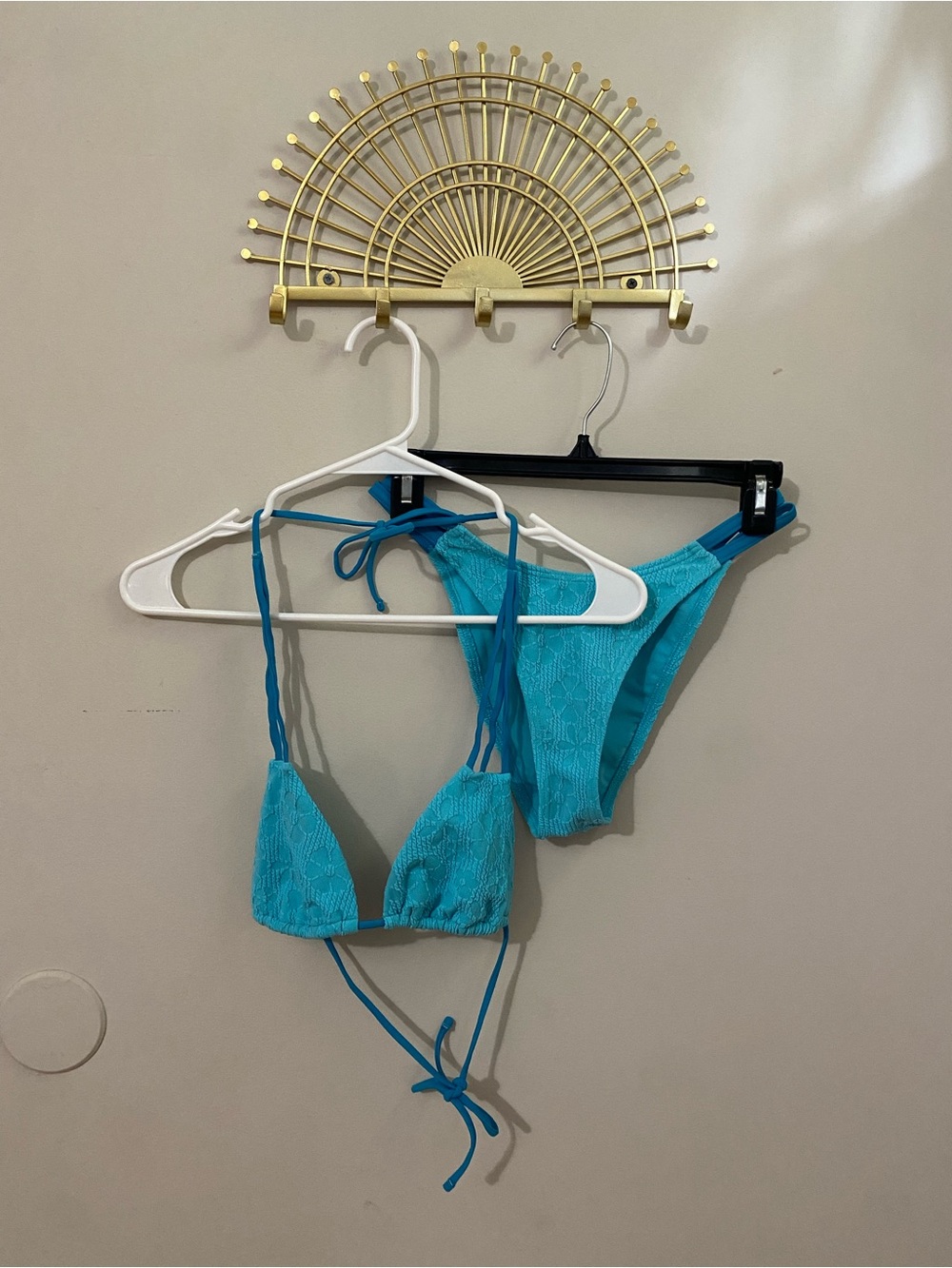 Tilly's Turquoise Ribbed Hibiscus Bikini Two-Piece